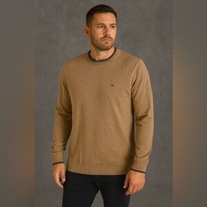 Tommy Hilfiger Long Sleeve Sweatshirt  Tan with Brown trim